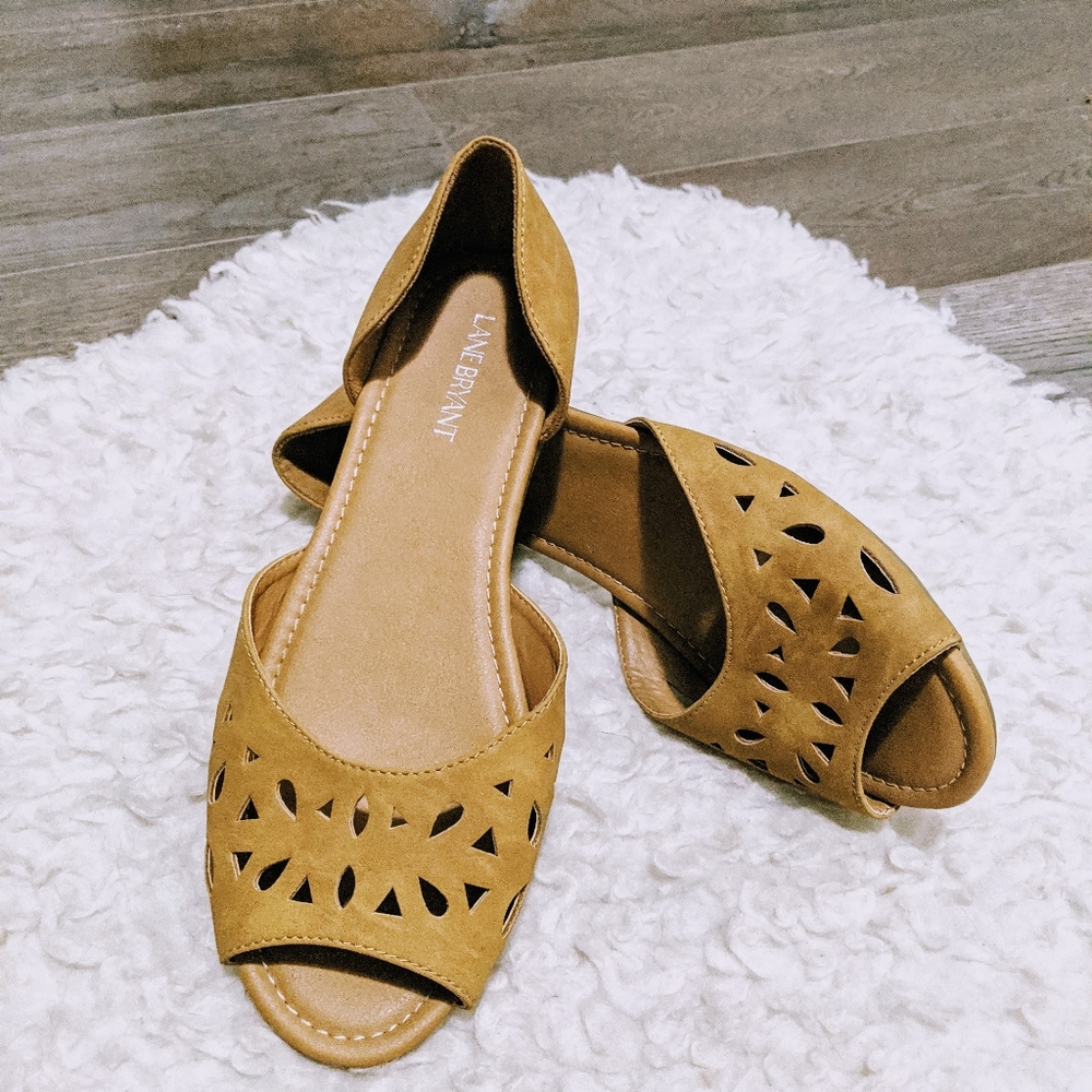 LANE BRYANT Fuax Suede Laser-cut Flats